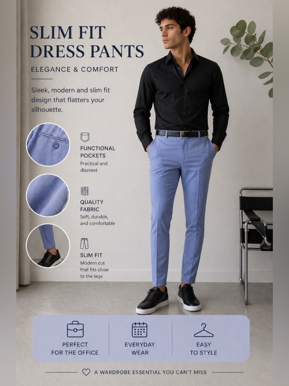 SLIM FIT DRESS PANTS 💜 Soft Lilac Tone
Elegance & Comfort